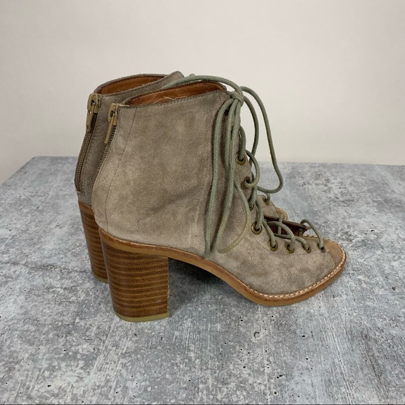 Jeffrey Campbell Taupe CORS Anthropologie Suede Leather PEEP TOE BOOTIES 6 - Picture 9 of 15